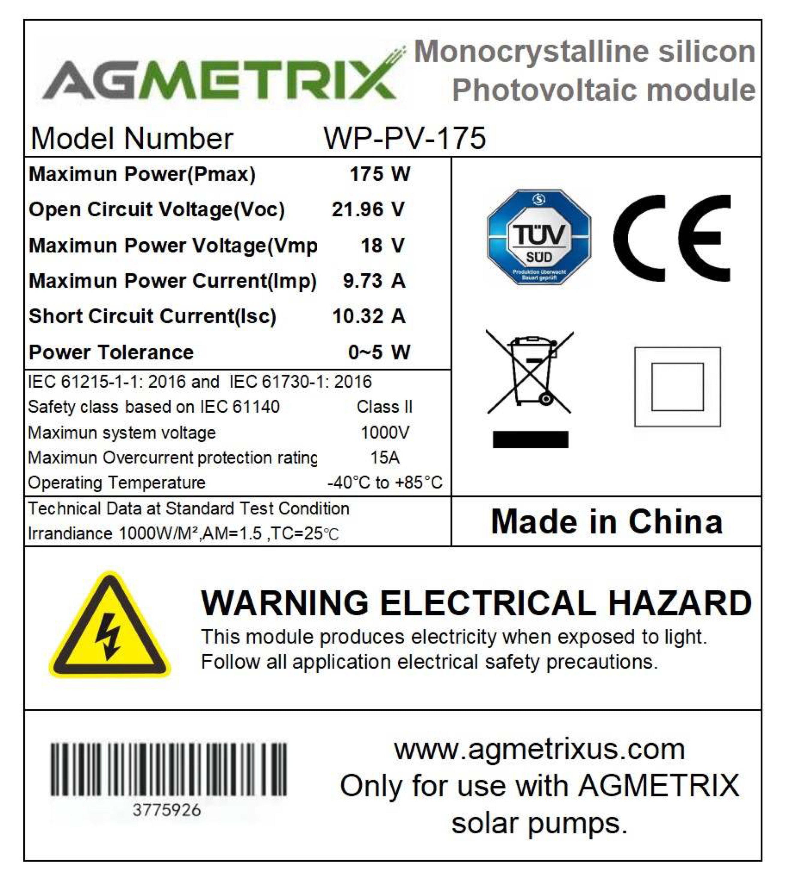 175 Watt Solar Panel