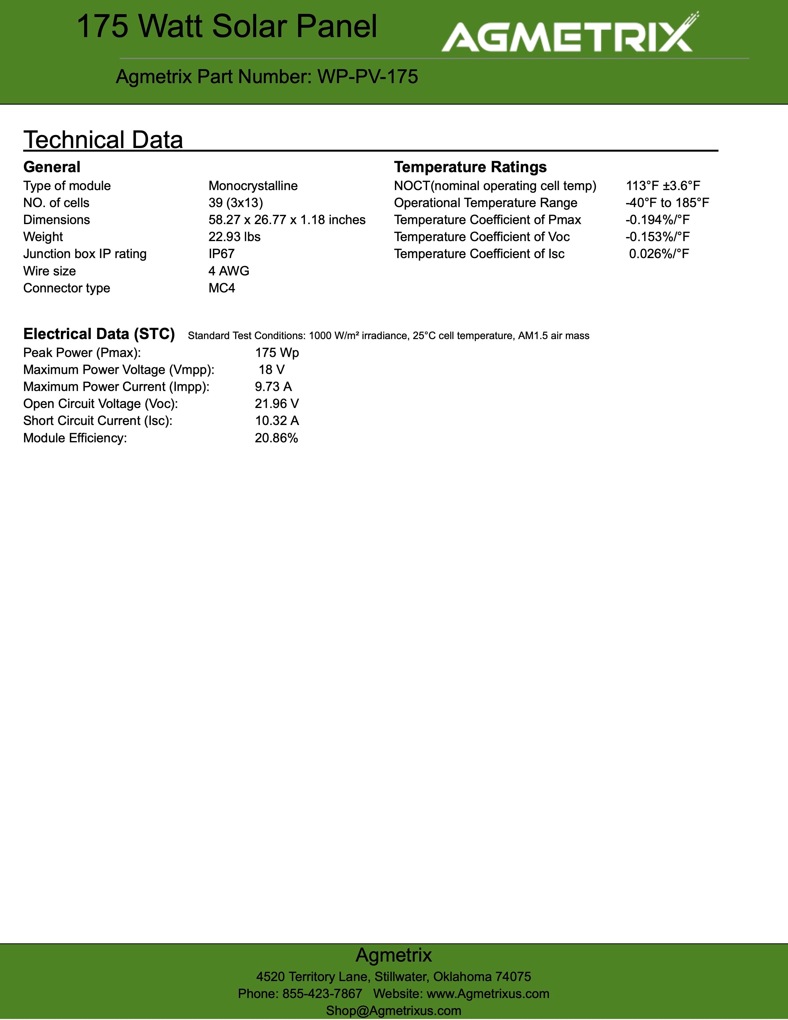 175 Watt Solar Panel