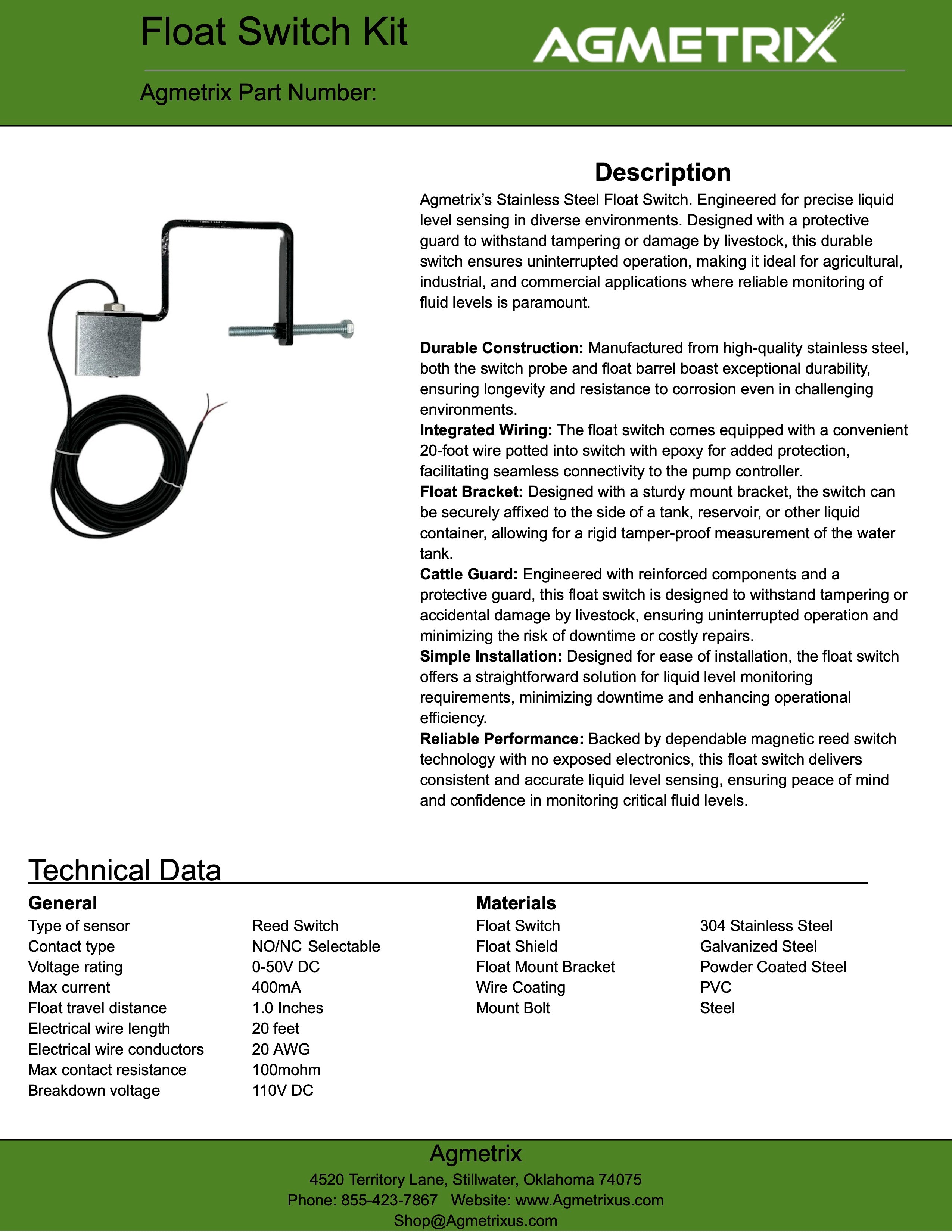 Tank Float Switch Kit